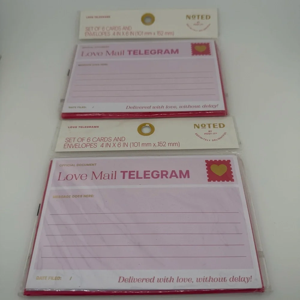 Love Mail Telegram Cards and Envelopes- Set of 2 Packs